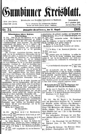 Gumbinner Kreisblatt vom 21.08.1909