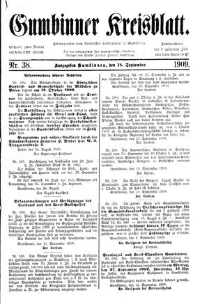Gumbinner Kreisblatt vom 18.09.1909