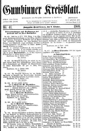 Gumbinner Kreisblatt vom 09.10.1909