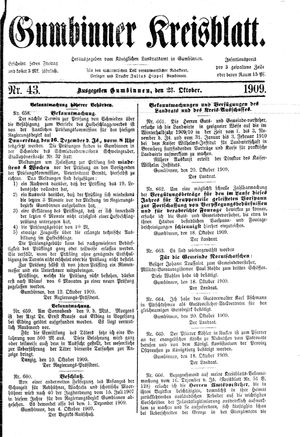 Gumbinner Kreisblatt vom 23.10.1909