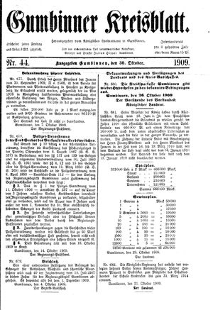 Gumbinner Kreisblatt vom 30.10.1909