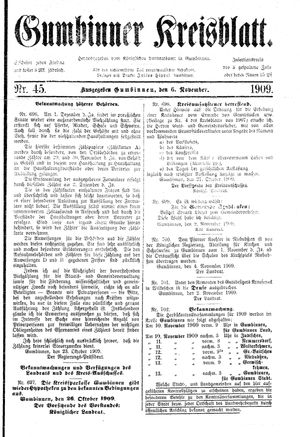Gumbinner Kreisblatt vom 06.11.1909