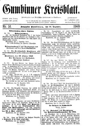 Gumbinner Kreisblatt vom 18.12.1909