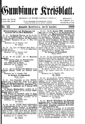 Gumbinner Kreisblatt vom 24.12.1909