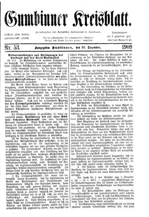 Gumbinner Kreisblatt vom 31.12.1909