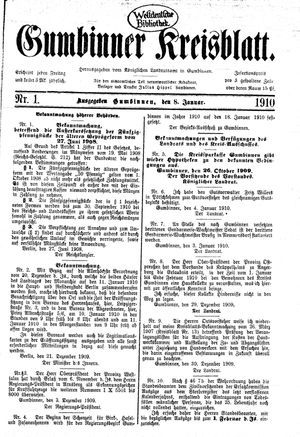Gumbinner Kreisblatt on Jan 8, 1910