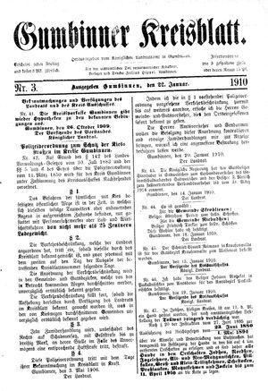 Gumbinner Kreisblatt vom 22.01.1910