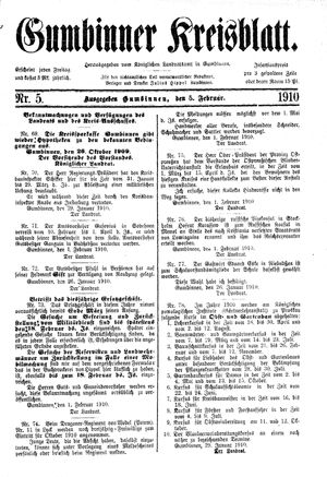 Gumbinner Kreisblatt vom 05.02.1910