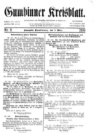 Gumbinner Kreisblatt vom 05.03.1910