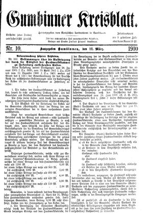 Gumbinner Kreisblatt vom 12.03.1910