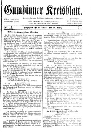 Gumbinner Kreisblatt on Mar 19, 1910
