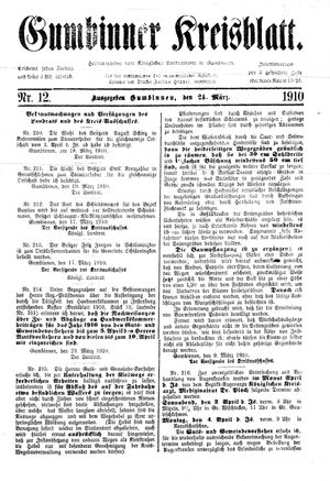Gumbinner Kreisblatt vom 24.03.1910