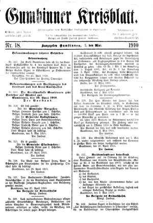 Gumbinner Kreisblatt vom 07.05.1910