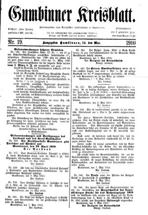Gumbinner Kreisblatt vom 14.05.1910