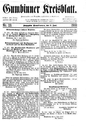 Gumbinner Kreisblatt vom 11.06.1910