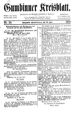 Gumbinner Kreisblatt vom 16.07.1910