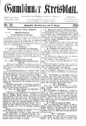 Gumbinner Kreisblatt vom 13.08.1910