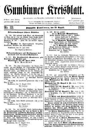 Gumbinner Kreisblatt vom 20.08.1910