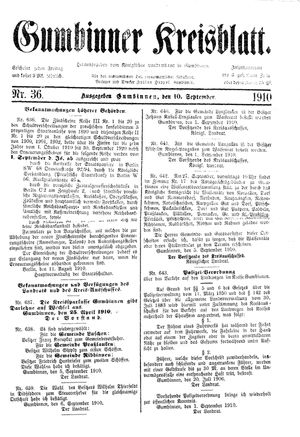 Gumbinner Kreisblatt vom 10.09.1910