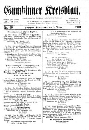 Gumbinner Kreisblatt vom 08.10.1910