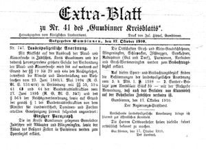 Gumbinner Kreisblatt vom 17.10.1910
