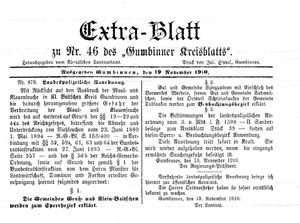 Gumbinner Kreisblatt vom 19.11.1910