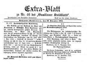 Gumbinner Kreisblatt vom 22.11.1910