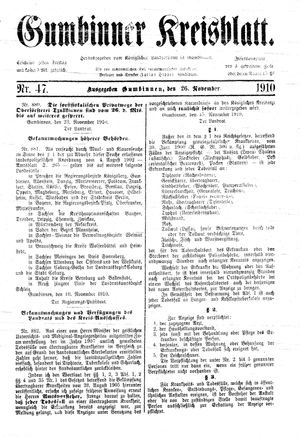 Gumbinner Kreisblatt vom 26.11.1910