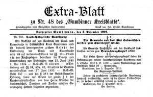 Gumbinner Kreisblatt vom 05.12.1910