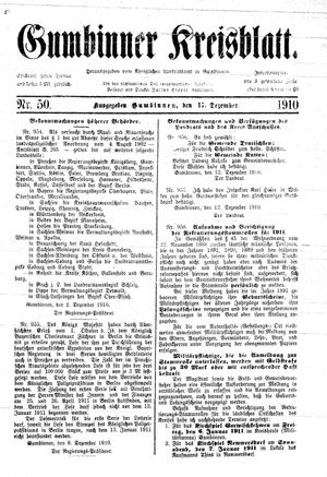 Gumbinner Kreisblatt vom 17.12.1910