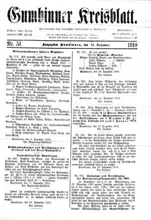 Gumbinner Kreisblatt vom 24.12.1910