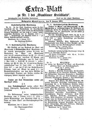 Gumbinner Kreisblatt on Jan 9, 1911