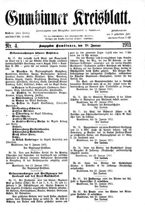 Gumbinner Kreisblatt vom 28.01.1911