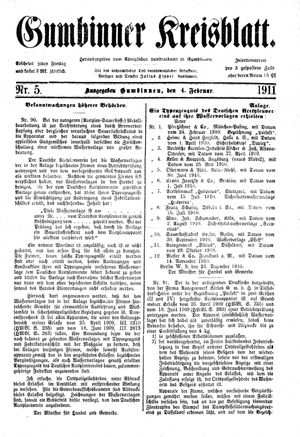 Gumbinner Kreisblatt vom 04.02.1911