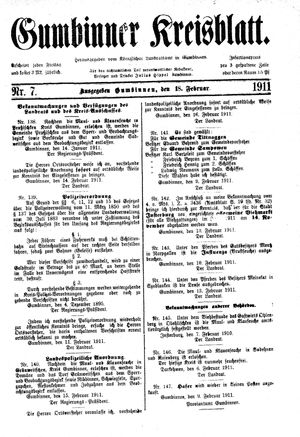 Gumbinner Kreisblatt vom 18.02.1911