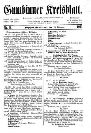Gumbinner Kreisblatt vom 25.02.1911