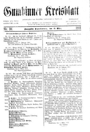 Gumbinner Kreisblatt vom 11.03.1911