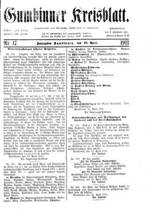 Gumbinner Kreisblatt vom 29.04.1911