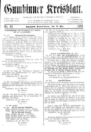 Gumbinner Kreisblatt vom 13.05.1911