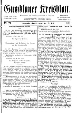 Gumbinner Kreisblatt vom 27.05.1911