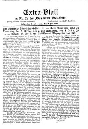 Gumbinner Kreisblatt vom 09.06.1911