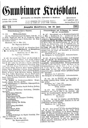 Gumbinner Kreisblatt vom 10.06.1911
