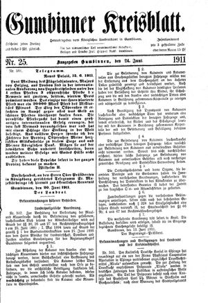 Gumbinner Kreisblatt vom 24.06.1911