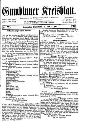 Gumbinner Kreisblatt vom 01.07.1911