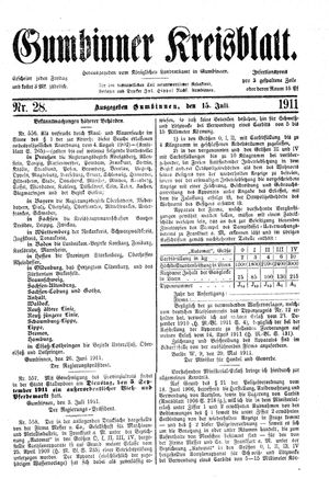 Gumbinner Kreisblatt vom 15.07.1911