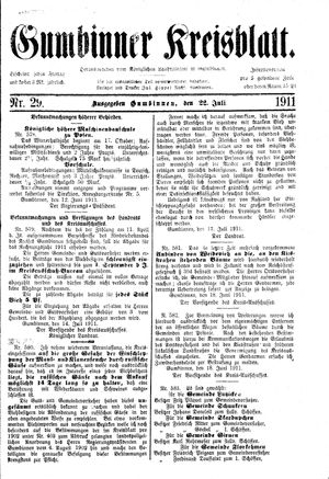 Gumbinner Kreisblatt vom 22.07.1911