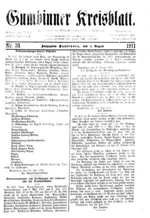Gumbinner Kreisblatt vom 05.08.1911
