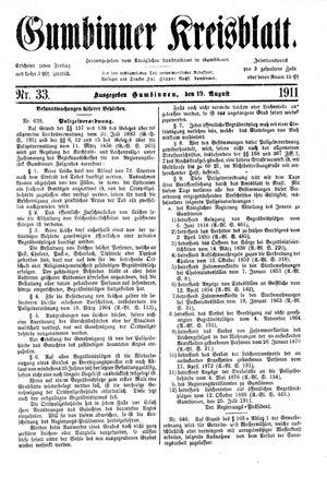 Gumbinner Kreisblatt vom 19.08.1911