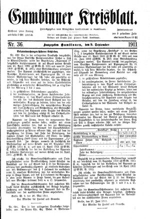 Gumbinner Kreisblatt vom 09.09.1911