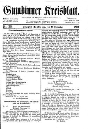 Gumbinner Kreisblatt vom 23.09.1911
